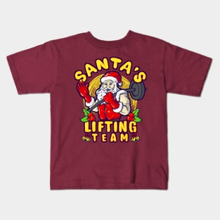 Santa Weightlifting Christmas Fitness Gym Deadlift Xmas Kids T-Shirt